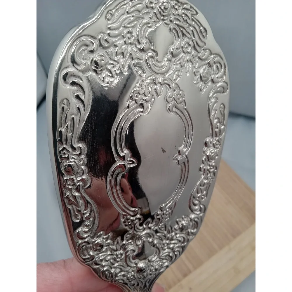 Vintage Silver Plated Hair Brush Decorative Dresser‎ Brush Mid-Century